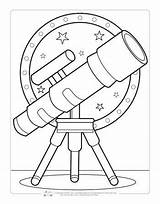 Coloring Space Pages Kids Telescope Printable Colouring Sheets Preschool Itsybitsyfun Kleurplaten Planet Choose Board Activity Kleuren Printables Children sketch template