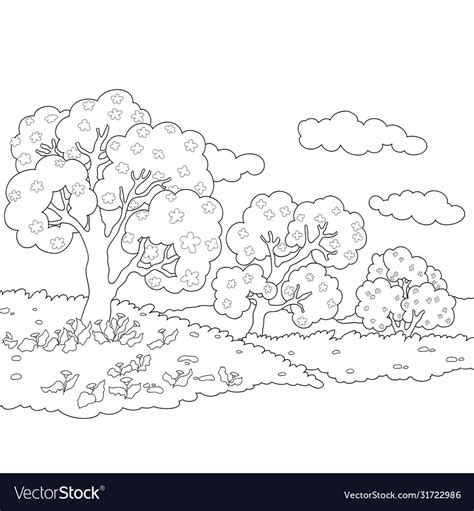children coloring bookpage  nature landscape vector image