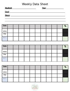 aba data collection sheets weekly  daily  elementary special