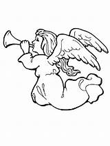 Angel Coloring Pages Print Trumpet sketch template