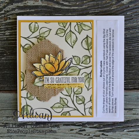 nice people stamp stampin  canada remarkable  burlap label card