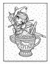 Coloring Lynn Hannah Pages Christmas Hot Adult Book Coloriage Fairy Mug Cocoa Emoji Girls Whimsy Books Chocolate Mugs Colouring Freebie sketch template