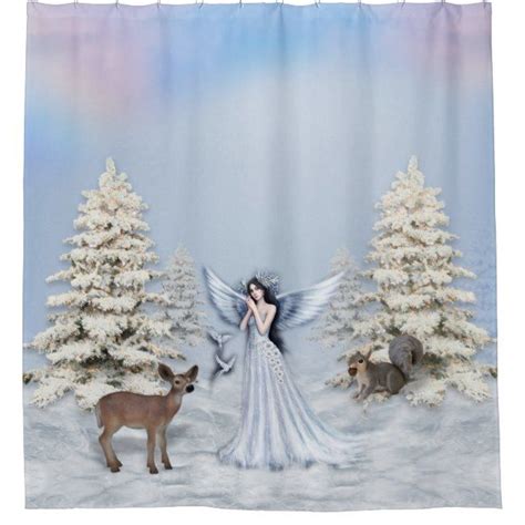 Winter Snow Angel Scene Shower Curtain Snow