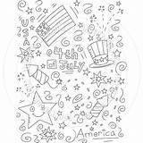 July 4th Doodle Doodles Drawings Easy Google Journal Bullet Coloring Fourth Cartoon sketch template