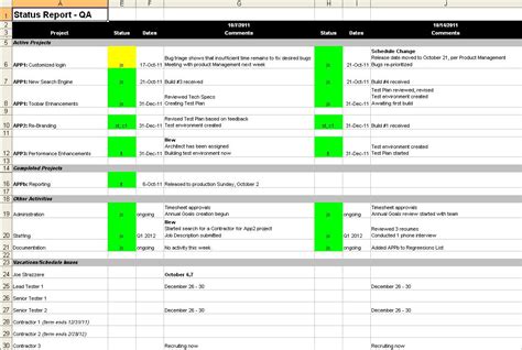 quality   status report template