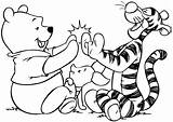 Coloring Pooh Pages Friends Winnie Color sketch template