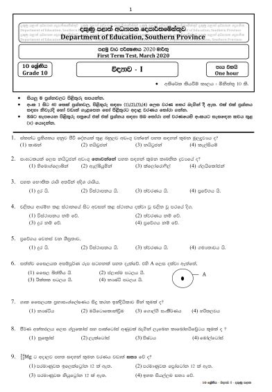 grade  science st term test paper  answers  sinhala medium southern province