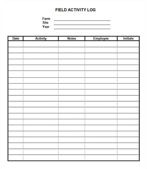 printable daily activity sheet