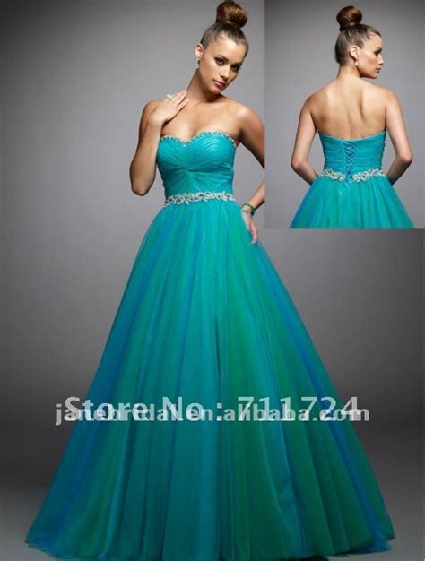 buy teal color sweetheart organza corset   wedding dress  reliable