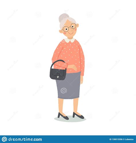 Old Lady Elderly Woman Grandmother With Glasses Vector Illustration