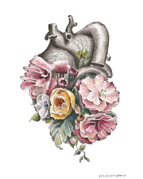 heart with flowers growing out of it with banner on top