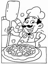 Kleurplaten Pizzabakker Pizzaria Knutselen Drinken Kok Tekening Bakker Afkomstig Bezoeken Oficios Bakken Downloaden Uitprinten sketch template
