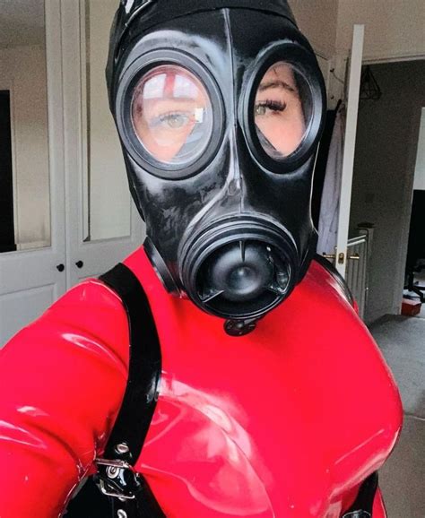 rubber catsuit female sex furniture gas mask girl compression