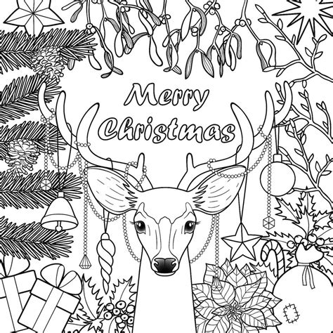 adult christmas coloring pages   print reindeer card plm