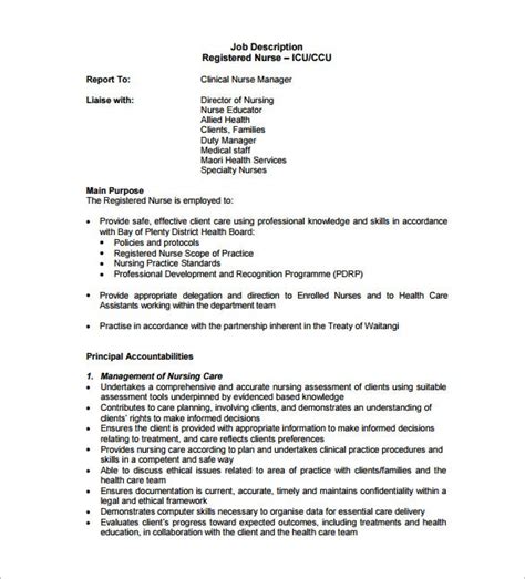 10 Registered Nurse Job Description Templates Free Sample Example