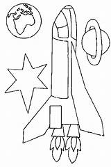 Drawing Space Shuttle Kids Coloring Orbit Cute sketch template