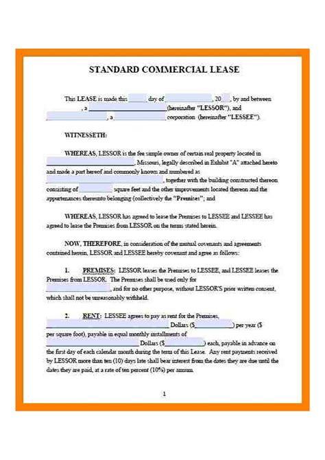section  lease agreement template