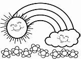 Rainbow Coloring Pages Sun Clipartmag Cloud sketch template