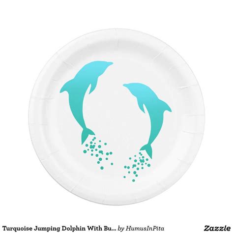 turquoise jumping dolphin  bubbles paper plate zazzlecom