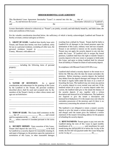 lease agreement template fill  printable fillable blank