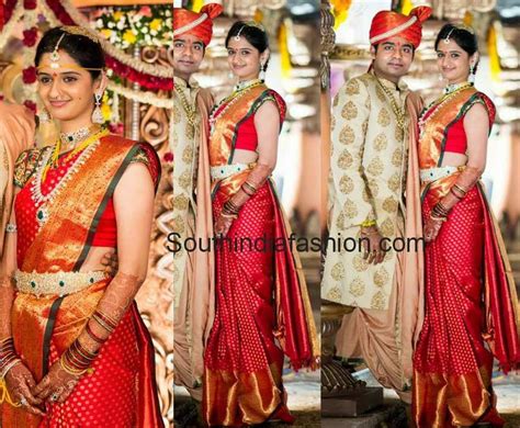 bride  ravishing red bridal silk saree south india fashion