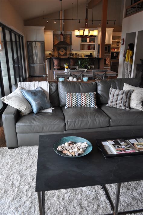 grey leather couch ideas  pinterest
