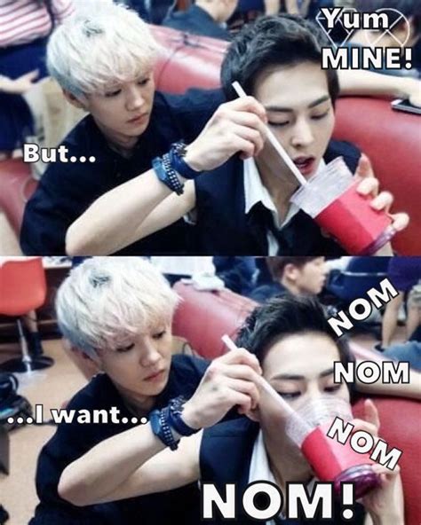 aww lol exo poor luhan i m usually xiumin when i have food and my fiends want some xd