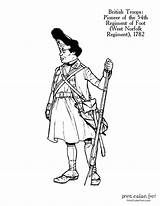 Revolutionary American Printcolorfun Uniforms Soldiers Regiment Norfolk 54th 1782 Historic Farah sketch template