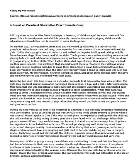 report  preschool observation paper   essay term