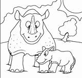 Mewarnai Hewan Badak Gambar Belajar Rhinoceros Anak Rhino Gajah Terkait sketch template