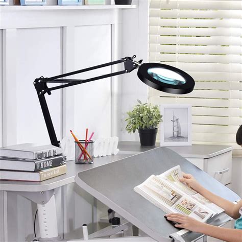 desk magnifier 5x usb led magnifying glass 3 colors illuminated
