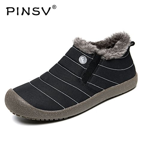 pinsv super warm men cotton shoes waterproof mens winter shoes comfortable walking footwear