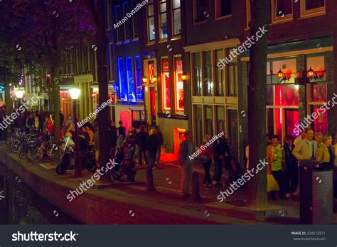 Amsterdam Netherlands August 31 Tourists Visit Red Light District