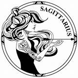 Sagittarius Tribal Zodiak Shilouette sketch template
