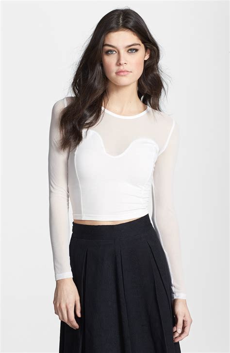 Glamorous Illusion Bustier Crop Top In White Lyst