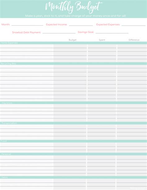 printable budget worksheets   templates  beginners lw vogue