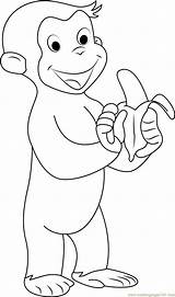 Curious George Coloring Banana Drawing Eating Pages Printable Clipart Monkey Face Kids Cartoon Color Coloringpages101 Printables Drawings Getdrawings Washington Print sketch template