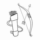 Carquois Bogen Oud Uitstekend Arrows Bow Afbeelding Getrokken Geval Vectorillustratie sketch template