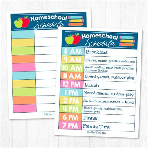 homeschool daily schedule printable amber likes