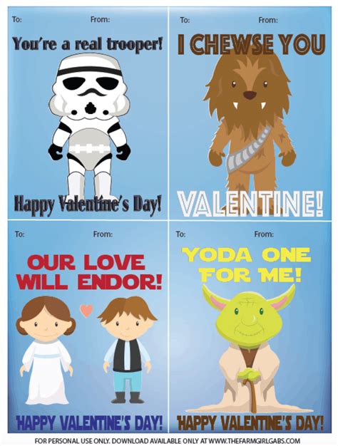 printable star wars classroom valentine cards  farm girl gabs