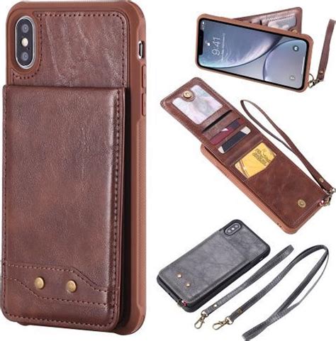 bolcom verticale flip fashion shockproof leather case voor iphone  xs met houder