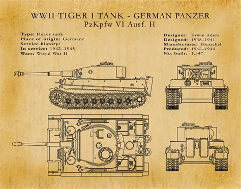 german panzer tiger  tank german nazi army tank wwii military tank blueprint soldier