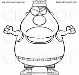 Angry Plump Gym Man Clipart Cartoon Outlined Coloring Vector Thoman Cory Royalty sketch template