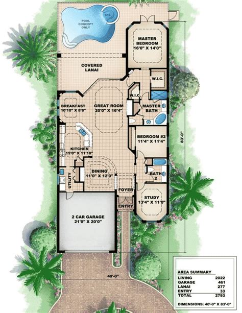 tuscan style house plan  st floor master suite cad  den office library