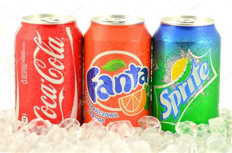 coca cola fanta  sprite drinks  ice stock