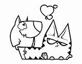 Cat Dog Coloring Coloringcrew Lovers sketch template