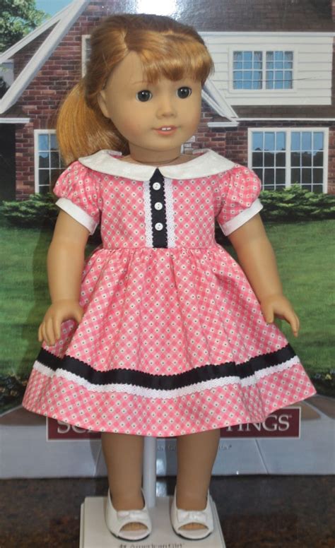 American Girl Style 1950s Dress In Pink And Black Etsy In 2021 Girl