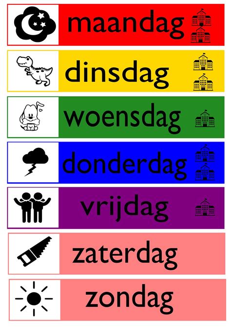 dagen van de week gratis te downloaden schoolkinderen kinderen schema kleuterklas