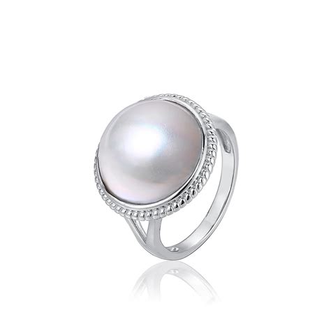 sterling silver big pearl rings  mm  natural australia