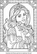 Princess Princesse Coloriage Adulte Dover Imprimer Moyen Barbie Doverpublications sketch template